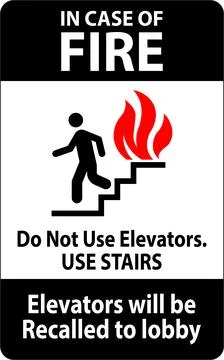 In Case Of Fire Sign Do Not Use Elevators. Use Stairs, Elevators Will Be Re.. Stock Illustration