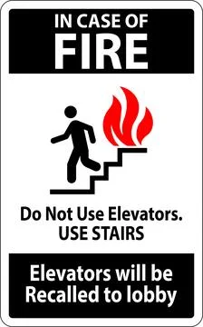 In Case Of Fire Sign Do Not Use Elevators. Use Stairs, Elevators Will Be Re.. Stock Illustration