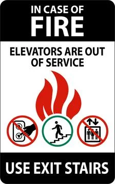 In Case Of Fire Sign Elevators Are Out of Service, Use Exit Stairs Illustrazione stock
