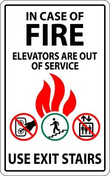 In Case Of Fire Sign Elevators Are Out of Service, Use Exit Stairs Stock Illustration