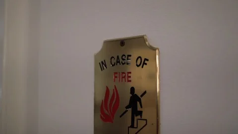 In case of fire use stairs sign Video stock 96177372