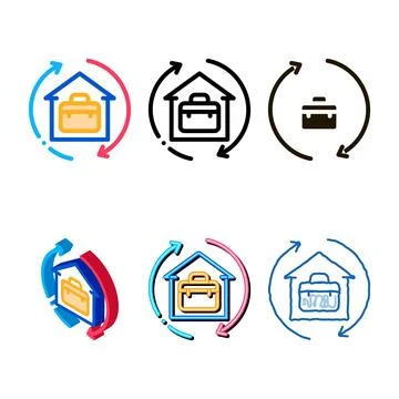 Case in forms home with circle arrows icon vector outline 库存插图