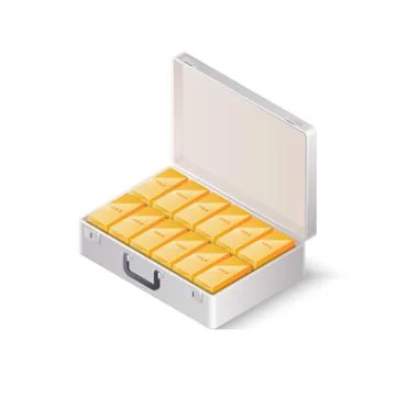 Case full of gold bars. Isometric vector illustration Stock Illustration