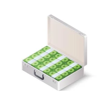 Case full of money. Isometric vector illustration Stock Illustration