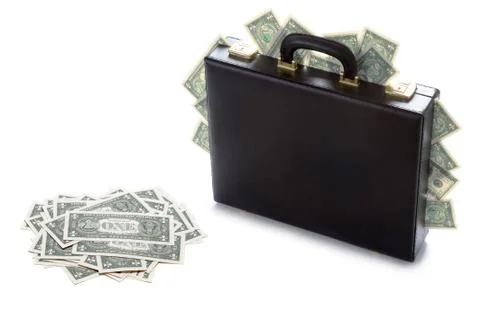 Case full of money Stock Photos