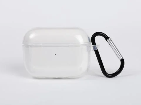 Case for headphones, white with spring hook Stock Photos