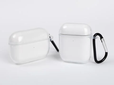 Case for headphones, white with spring hook Stock Photos