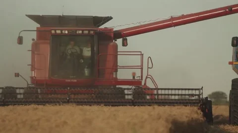 Case IH - Front View of Combine and Grain Cart 2 Stock Footage 65319237