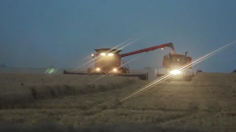 Case IH - Grain Cart and Combine Front View  Stock Footage 65319555