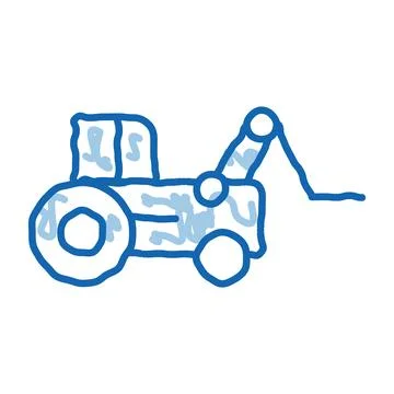 Case Loader Tractor Vehicle doodle icon hand drawn illustration Stock Illustration
