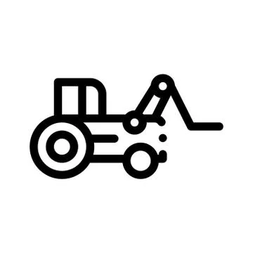 Case Loader Tractor Vehicle Thin Line Icon Stock Illustration