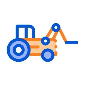 Case Loader Tractor Vehicle Vector Thin Line Icon Stock Illustration
