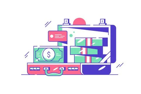 Case with lots of money Stock Illustration