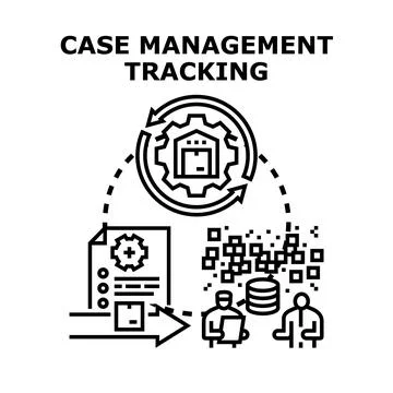Case management tracking system with data processing Stock Illustration