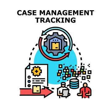 Case management tracking system with data processing Illustrazione stock