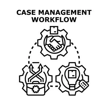 Case management workflow process business solution icon Stock Illustration
