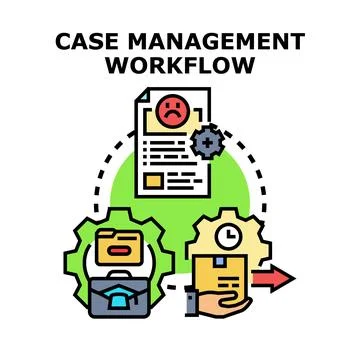 Case management workflow process managing problems solution Illustrazione stock