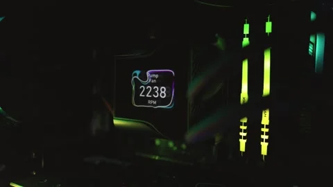 Case Mod concept with Cpu liquid cooling system, motherboard, case led kit and R Stock Footage 280757167