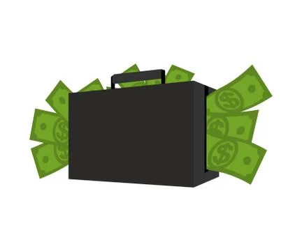 Case with money. Suitcase full of dollars. Cash in his bag. Wealth Illustrazione stock