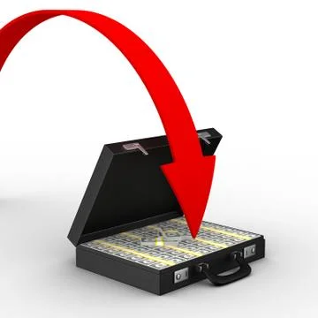 Case with money on white background. isolated  3D image Stock Illustration