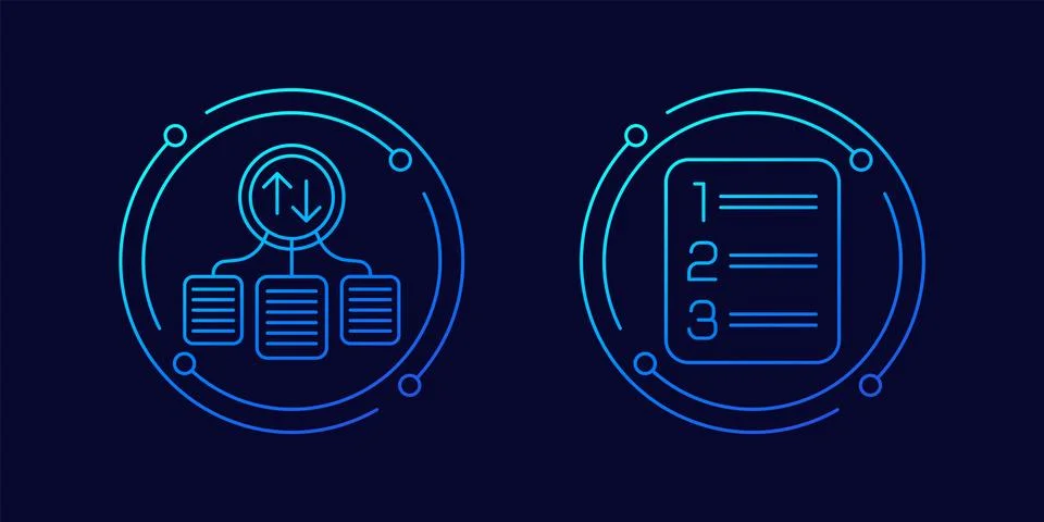 Case priority icons, prioritize tasks, linear design Stock Illustration