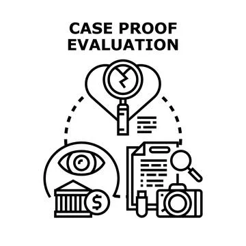 Case proof evaluation concept for legal investigation Stock Illustration