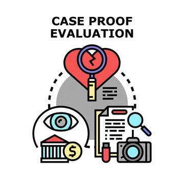 Case proof evaluation concept for legal investigation Stock Illustration