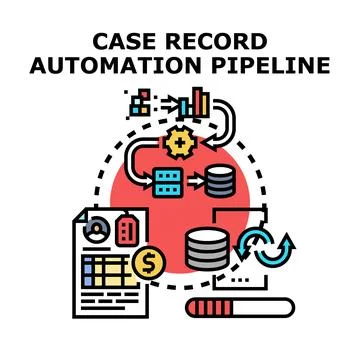 Case record automation pipeline process development Stock-Illustration