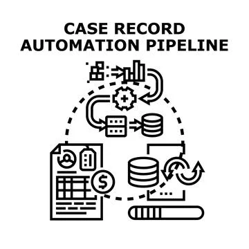 Case record automation pipeline process development Stock-Illustration