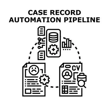 Case record automation pipeline processing information digitally Stock-Illustration