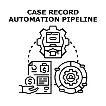 Case record automation pipeline processing business data イラスト素材