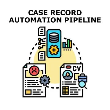 Case record automation pipeline processing information digitally Stock-Illustration