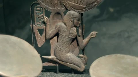 Case for the royal mirror, made in the form of a statue of God Heh Stock Footage 323968314