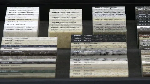 Case with samples of materials from stone Video stock 43863940