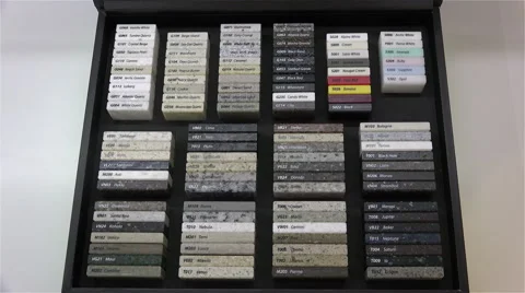 Case with samples of materials from stone Video stock 43864232