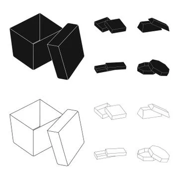 Case, shell, framework, and other web icon in black,outline style.Box, container Illustrazione stock