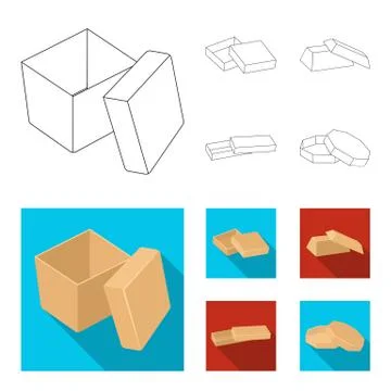 Case, shell, framework, and other web icon in outline,flat style.Box, container Stock Illustration
