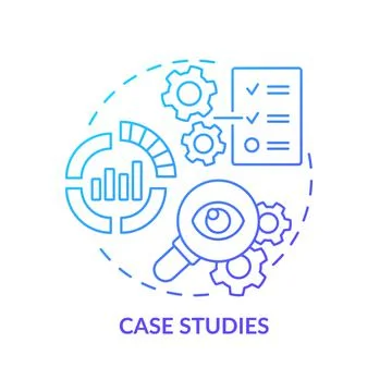 Case studies blue gradient concept icon Stock Illustration