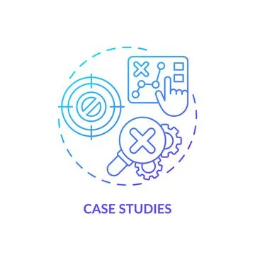 Case studies blue gradient concept icon Illustrazione stock