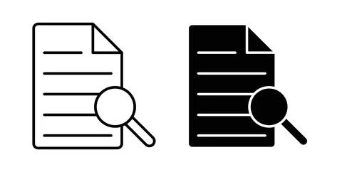 Case studies icon in black and white. vector icon pack for websites Stock Illustration