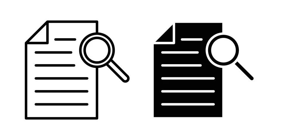 Case studies icon solid, line, and editable vector set. Stock Illustration