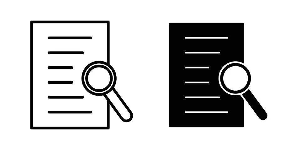 Case studies icon vectors. Illustrations in black Stock Illustration