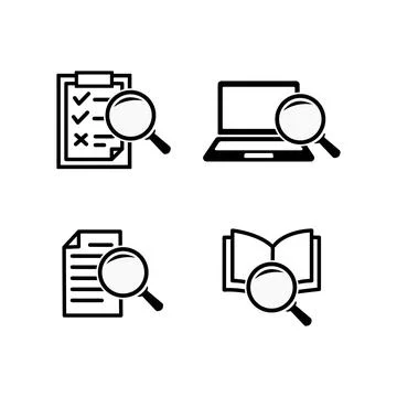 Case Studies Icons set. Vector search icon Stock Illustration