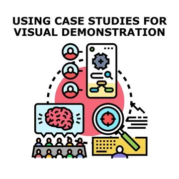 Case studies visual demonstration research business analysis Stock Illustration