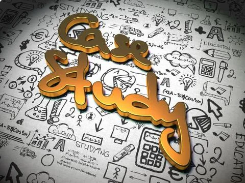 Case Study Background with Handwritten Characters. Stock Illustration