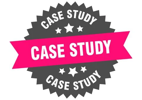 Case study. case study round pink label isolated on transparent background Stock Illustration