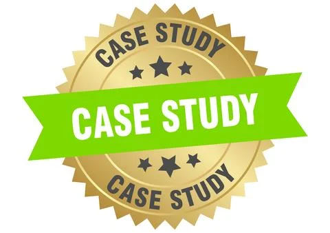Case study. case study round green and gold label isolated on transparent b.. Stock Illustration