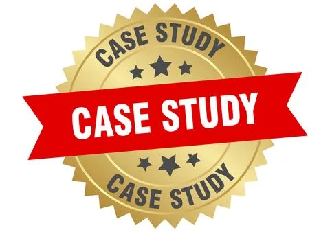 Case study. case study round red and gold label isolated on transparent bac.. Stock Illustration