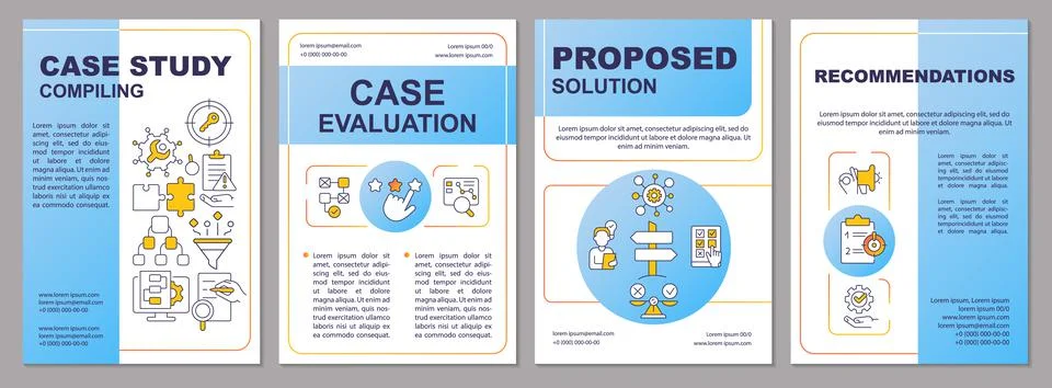 Case study compiling blue brochure template Stock Illustration