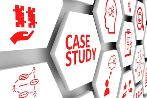 CASE STUDY concept cell background 3d illustration Stock Illustration